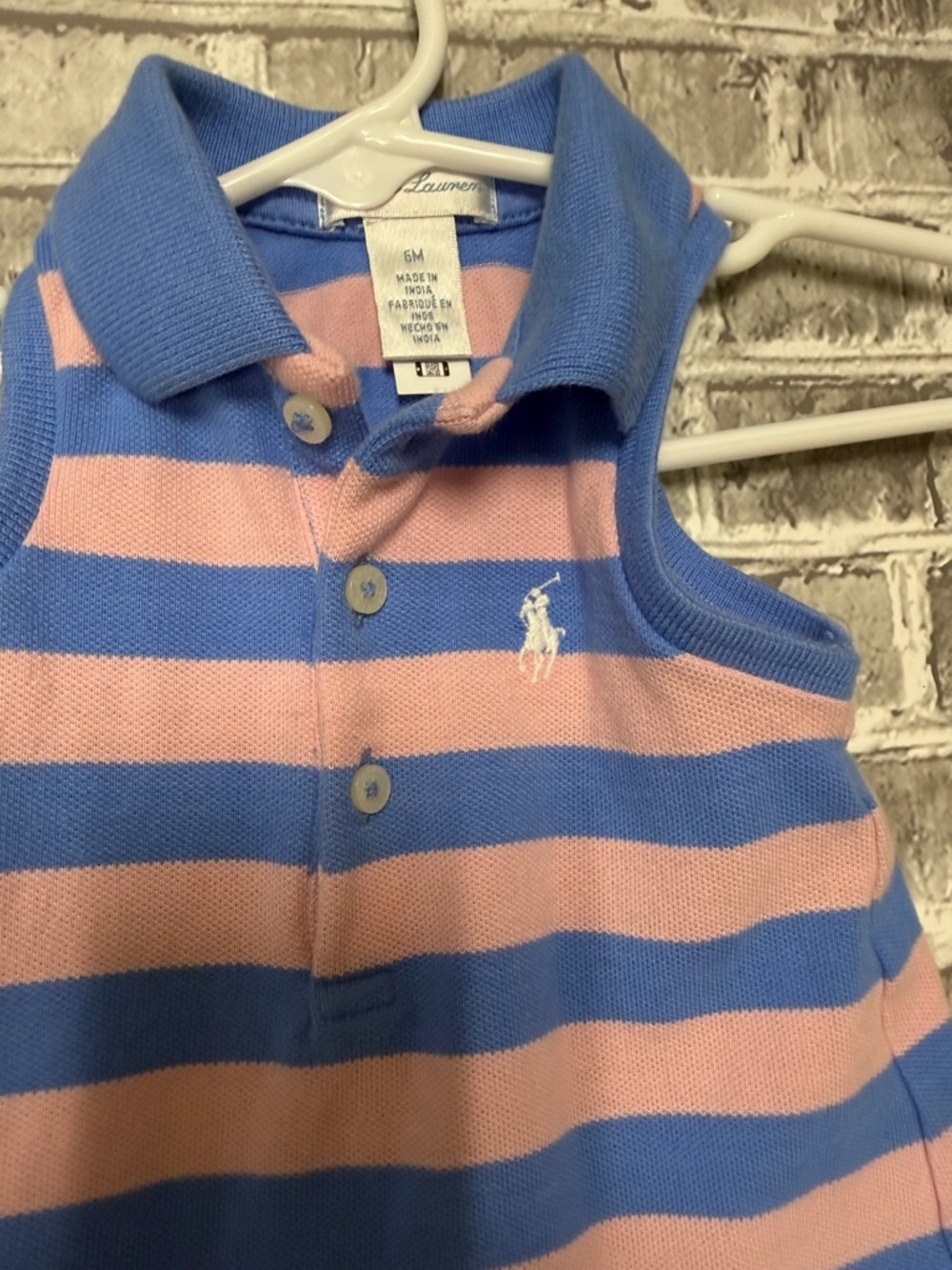 Ralph Lauren Blue and Pink Striped Polo‎ Sundress with Matching Bloomers - Picture 3 of 6